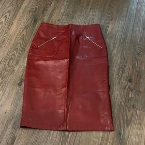 Zara Faux Leather Red Skirt